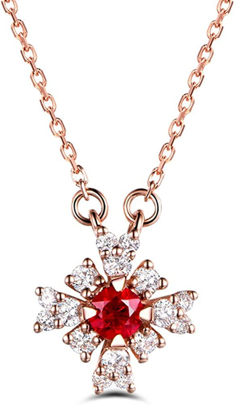 Natural Red Ruby Diamond Pendant Solid 14K Rose Gold Antique 925 Sterling Silver