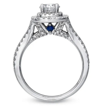 Newshe 2Pcs Wedding Ring Set Solid 925 Sterling Silver AAAAA CZ Simulate Diamond