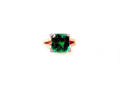 4.95 CT 1 EMERALD SQUARE CUT DIAMOND 4 PRONGS 1.00 CT PLATINUM G VS1/2