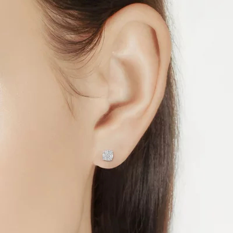 0.23 CT. T.W. Diamond Cluster Earrings in 14K White Gold