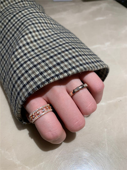 Stylish and Simple Inlaid High Carbon Diamond Stacked Band Ring Ring