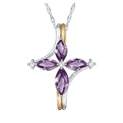 Exquisite 925 Sterling Silver Goldplated Natural Sapphire Amethyst Cross Ring Ea