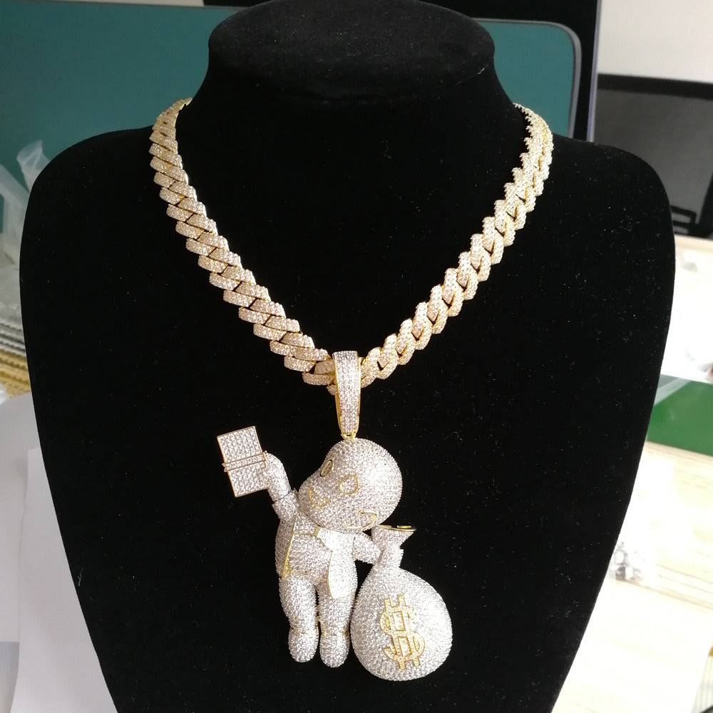 Two-Color White Zirconium Necklace Bald Hand-Held USD