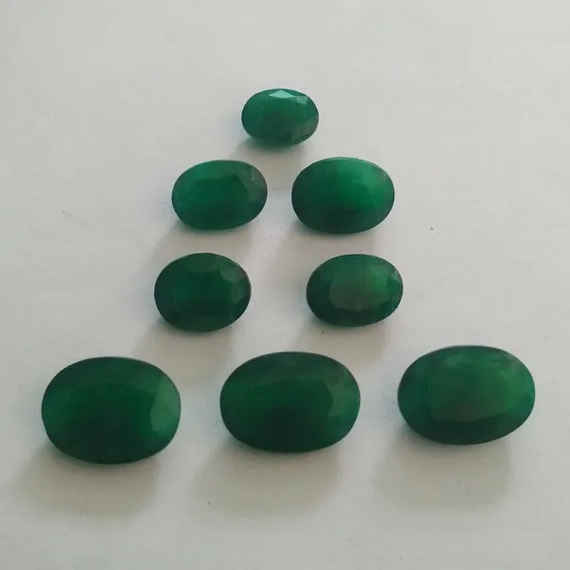 NATURAL ZAMBIAN GREEN EMERALD CUT FACETED OVAL SHAPE LOOSE GEMSTONES