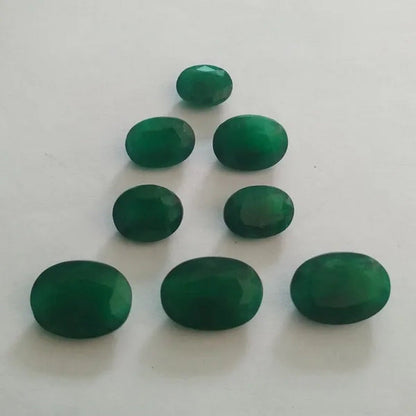 NATURAL ZAMBIAN GREEN EMERALD CUT FACETED OVAL SHAPE LOOSE GEMSTONES