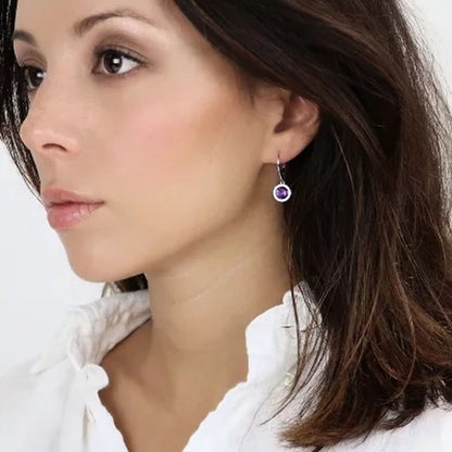 Sterling Silver Dancing Geniune Amethyst and Lab Created White Sapphire Pendant