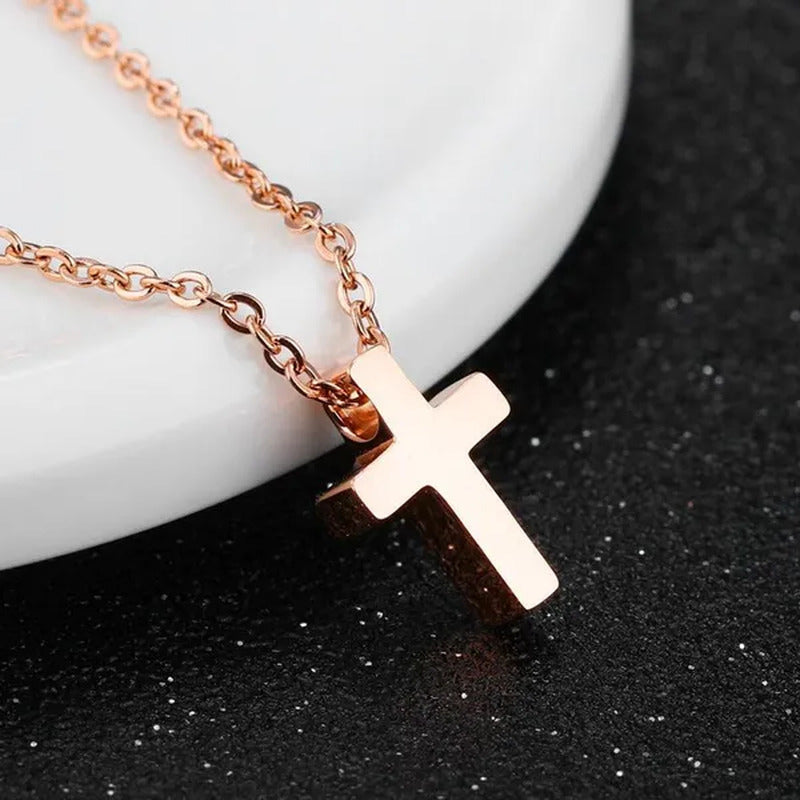 Simple Style Titanium Steel Silver / Black / Rose Gold Exquisite Tiny Cross Pend