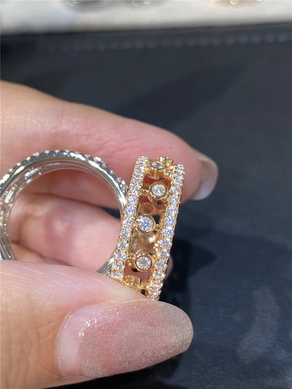 Stylish and Simple Inlaid High Carbon Diamond Stacked Band Ring Ring