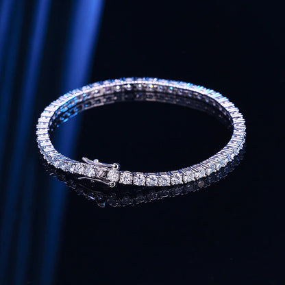 100% 925 Sterling Silver 3/4Mm Real Moissanite Gemstone Bangle Charm Wedding