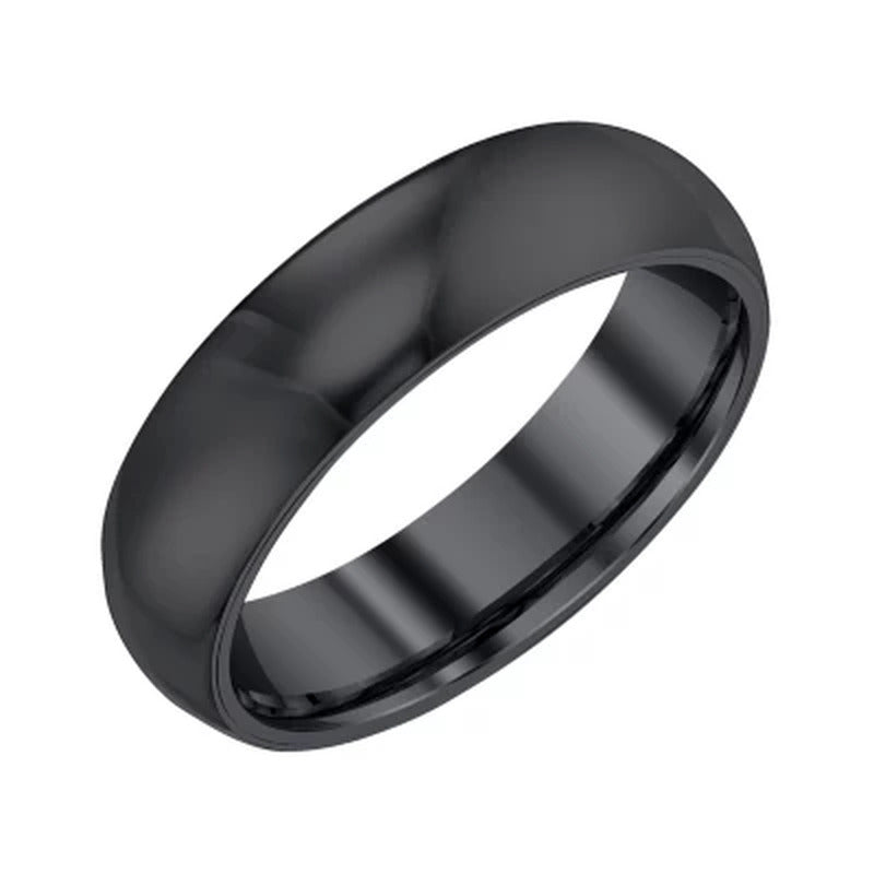 Men'S 6Mm Half round Black Tungsten Band
