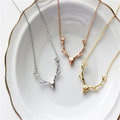 Tiny Cute Deer Horn Necklace Simple Elegant Horn Statement Necklace Antler Penda