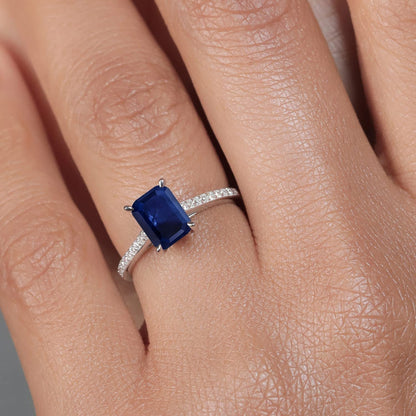 10K White Gold Blue Sapphire and White Diamond Women'S Engagement Ring (1.34 Ctt