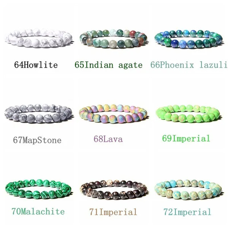 Natural Raw Gemstone Beaded Bracelet Elastic Stretch Crystal Jade Jasper Stone B
