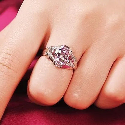 Rings Women Pretty 925 Sterling Silver Pink Sapphire & Gemstone Ring Size 6 7 8