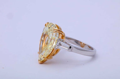 10 Carat Fancy Yellow Pear Shape Ring GIA Certified
