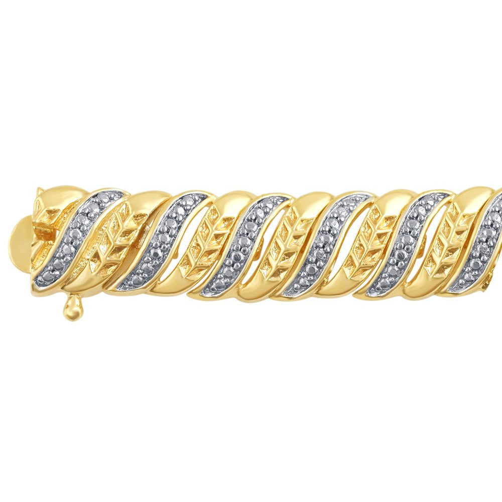 Arista Diamond Accent Fashion Bracelet 14K Gold over Brass, 7.5"