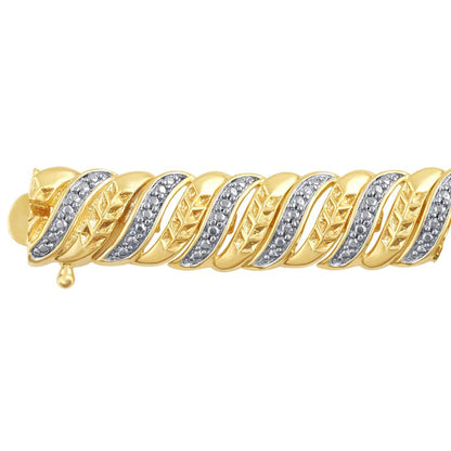 Arista Diamond Accent Fashion Bracelet 14K Gold over Brass, 7.5"