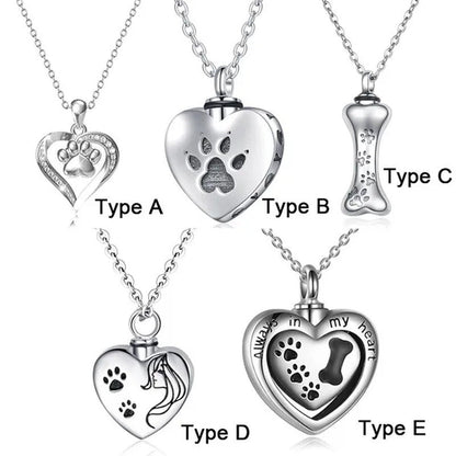 Footprint Jewelry Urn Necklace for Ashes Love Heart Pendant Bone Paw