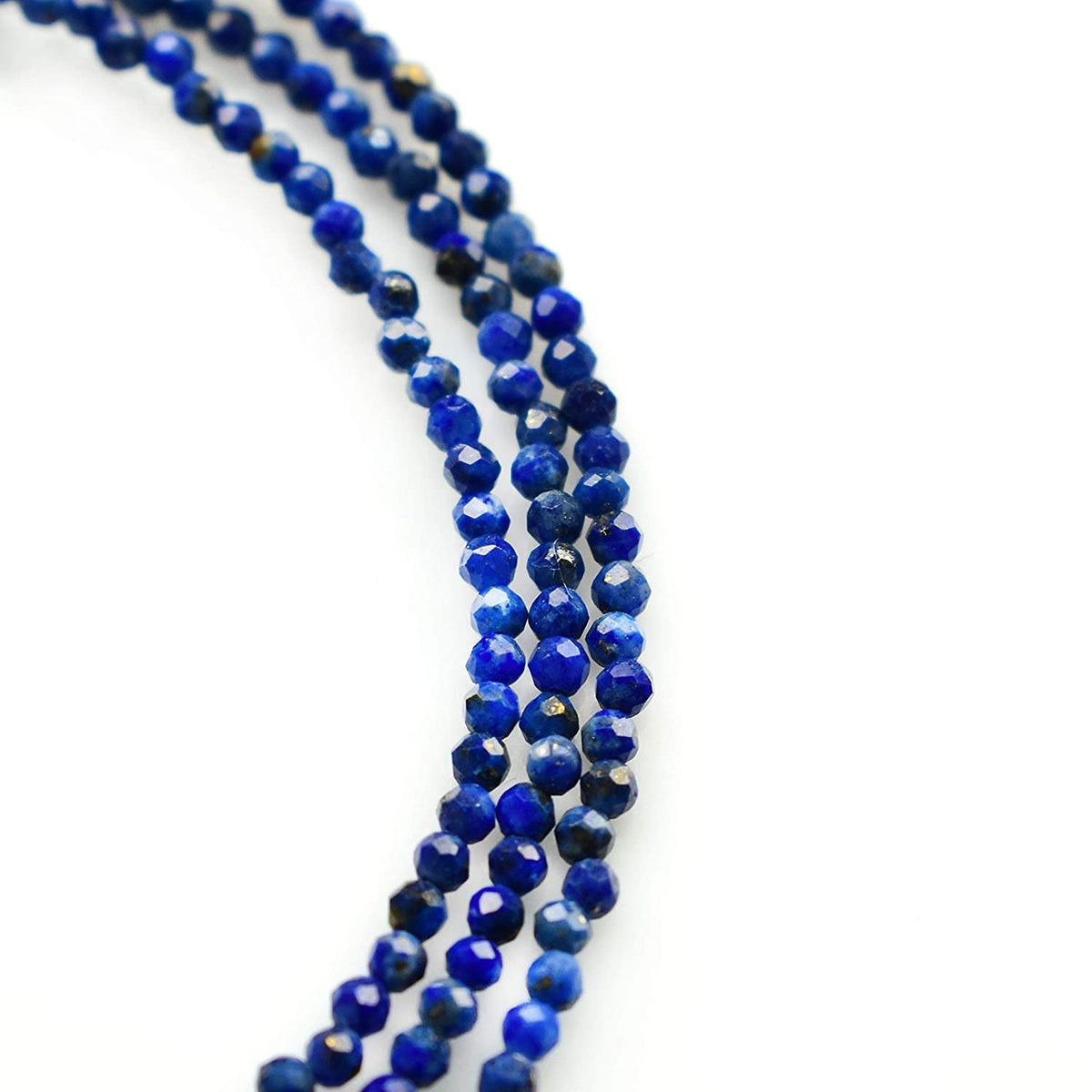 Gempires Natural Lapis Lazuli Beads Necklace, Energy Healing Crystals, Silver Pl