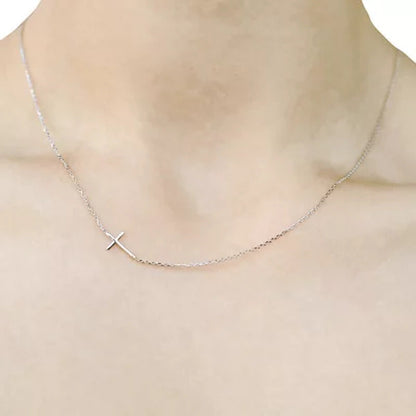 14K Gold 18" Sideways Cross Necklace
