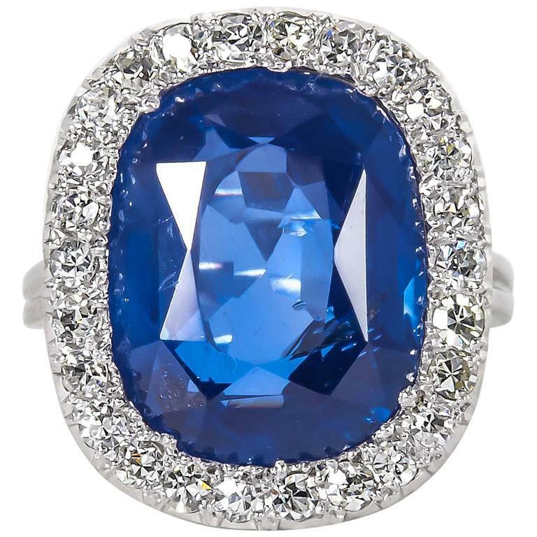 GIA certified 15.02 carat Cushion cut Burma Blue Sapphire 100% natural gemstone