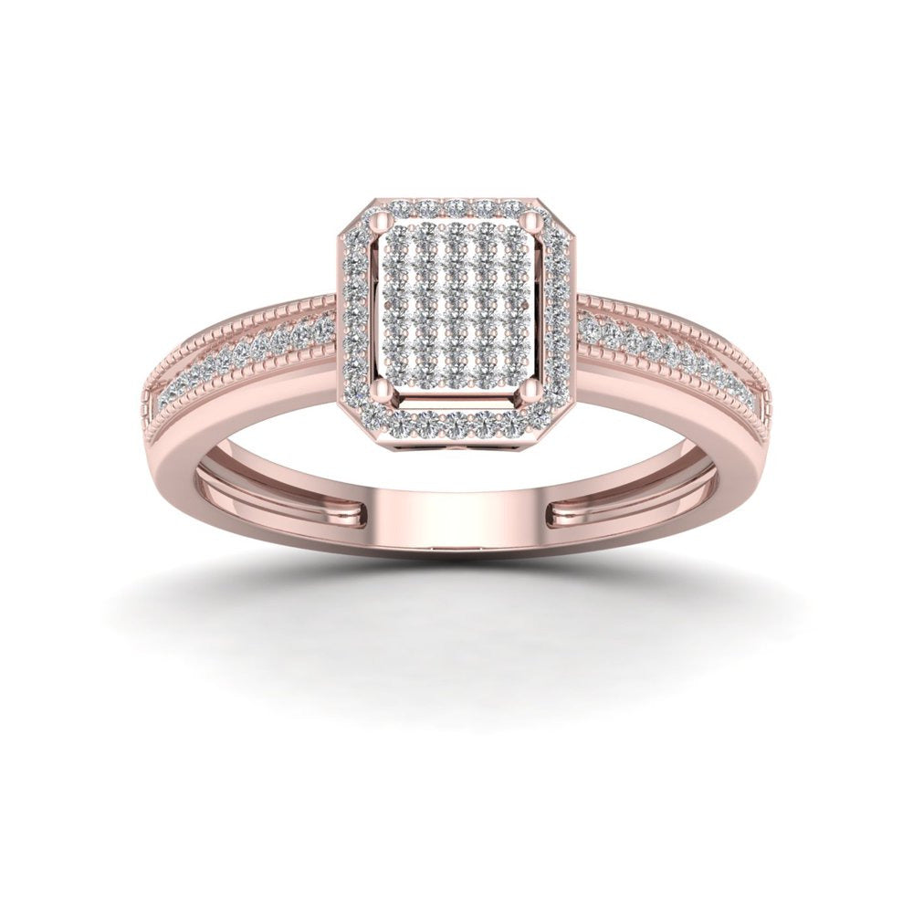 1/5Ct TDW Diamond 10K Rose Gold Halo Engagement Ring