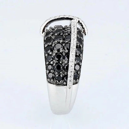 Fashion Women Creative Cross Cross Zircon Ring Black and White Bicolor Zircon Ri