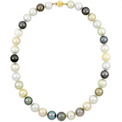 Allura 11-13 Mm Multi-Colored South Sea and Tahitian Pearl Necklace in 14K Yello