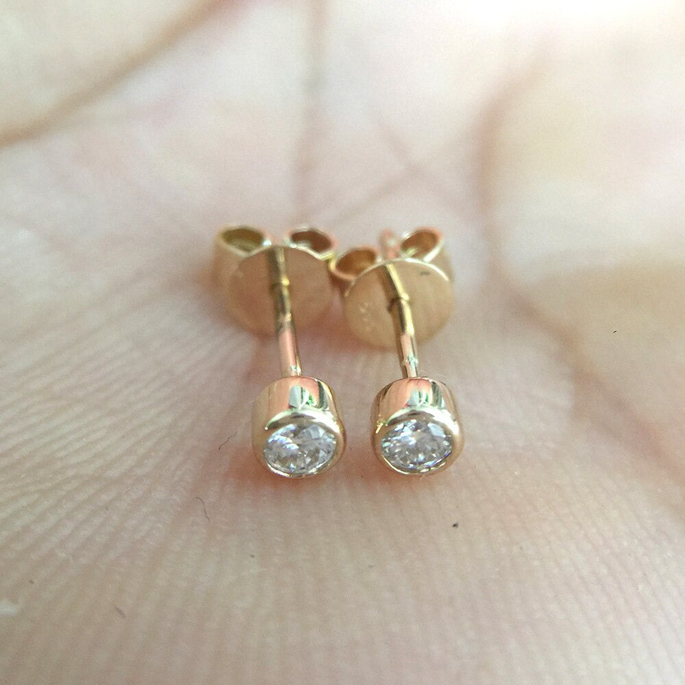 0.6 Cttw round Excellent Loose 3MM Moissanite Earrings 14K Yellow Gold Stud