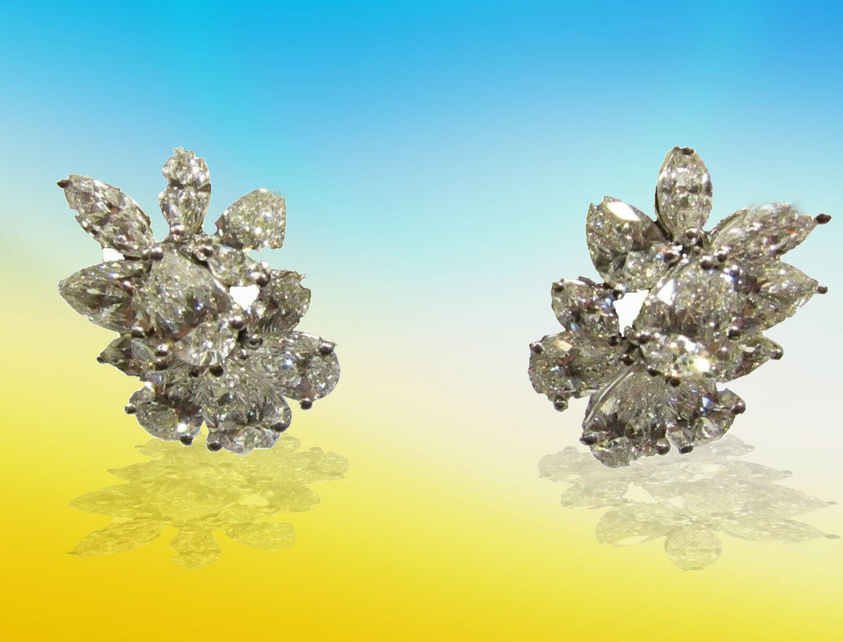 DIAMOND TWELVE PEAR SHAPE EIGHT MARQUISE SHAPE DIAMOND HUGGIE DIAMOND EARRING