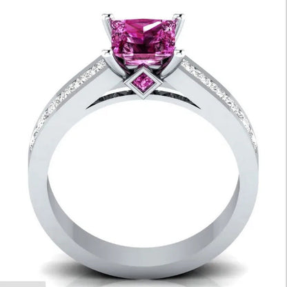New Women Fashion Noble Ruby Ring Gold-Plated Jewelry Engagement Ring