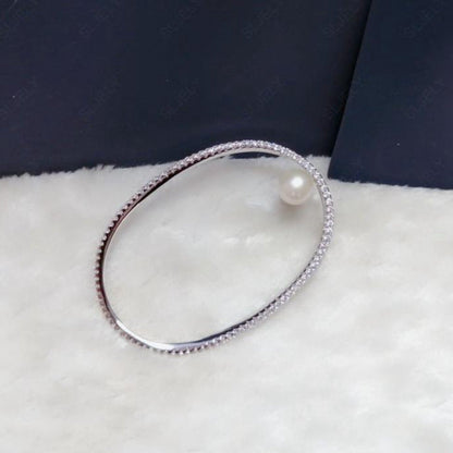 Sterling Silver with Crystal Diamond Pearl Earrings