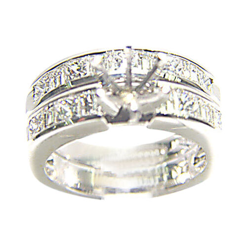 DIAMOND 9 PRINCESS SHAPE 8 BAGUETTE SHAPE ENGAGEMENT SETTING 6 PRONG FOR 7.80 MM