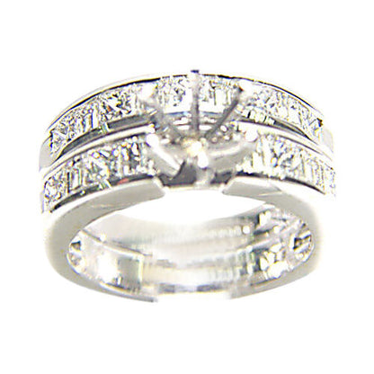 DIAMOND 9 PRINCESS SHAPE 8 BAGUETTE SHAPE ENGAGEMENT SETTING 6 PRONG FOR 7.80 MM