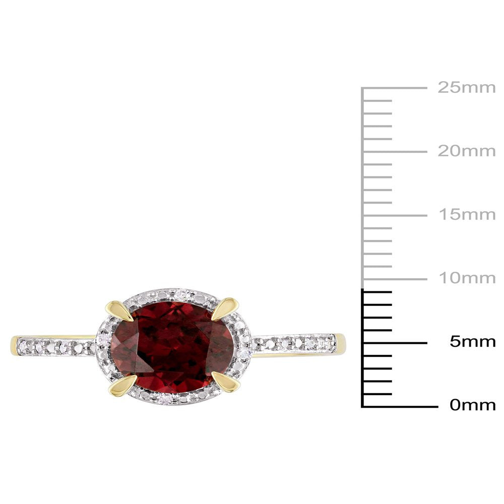 1-5/8 Carat T.G.W. Garnet and Diamond-Accent 10Kt Yellow Gold Halo Ring