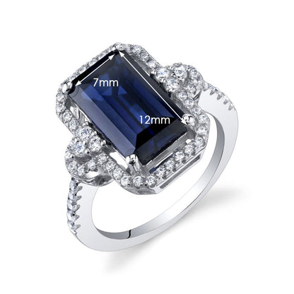 4.5 Ct Cushion Cut Created Blue Sapphire Ring in Sterling Silver