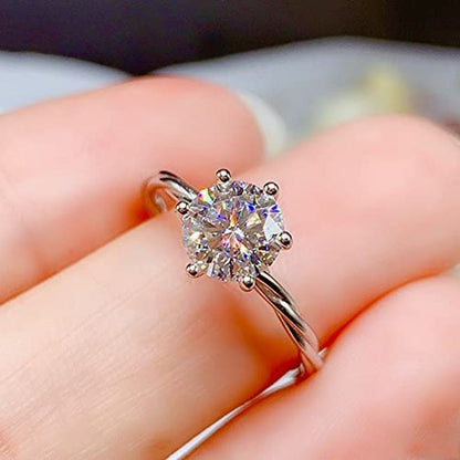 Shiny Full Diamond Ring 2Carat round Cut Cubic Zirconia Promise Wedding Ring for