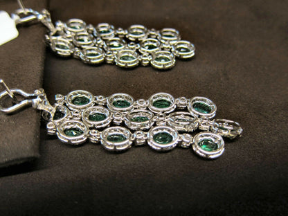 EMERALD OVAL SHAPE DIAMOND ROUND BRILLIANT SHAPE DANGLE