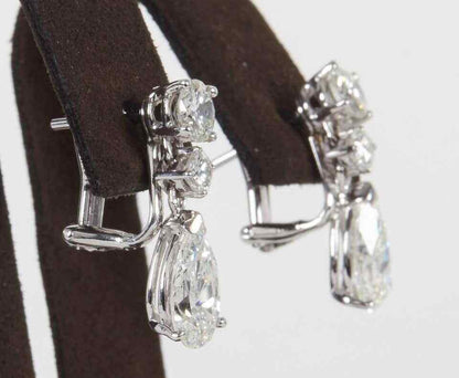 Pear Shape Diamond Dangle Drop Earrings GIA Certified