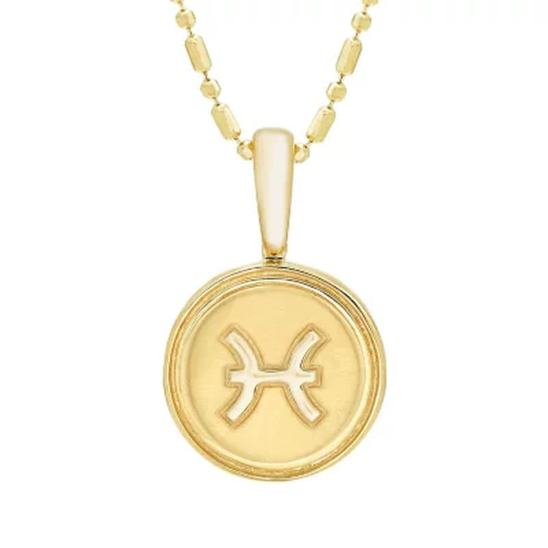 14K Yellow Gold Zodiac Symbol Pendant, 16-18"