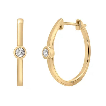 0.10 CT. T.W. Diamond Single Stone Hoop Earrings in 14K Gold (I, I1)