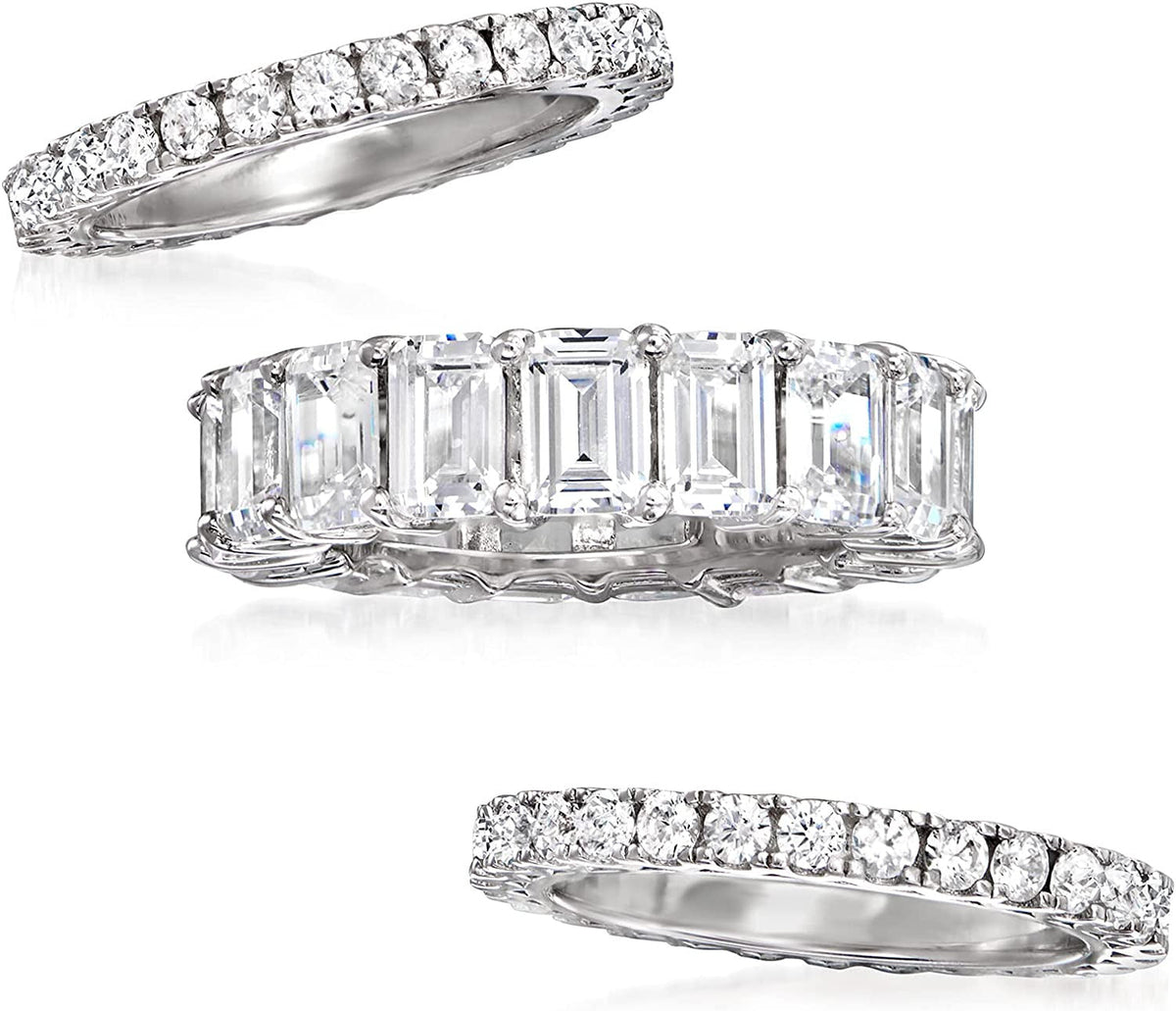 11.65 Ct. T.W. CZ Jewelry Set: 3 Eternity Bands in Sterling Silver