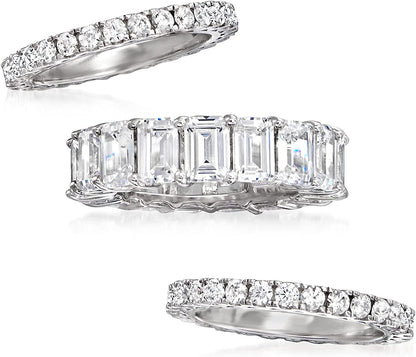 11.65 Ct. T.W. CZ Jewelry Set: 3 Eternity Bands in Sterling Silver