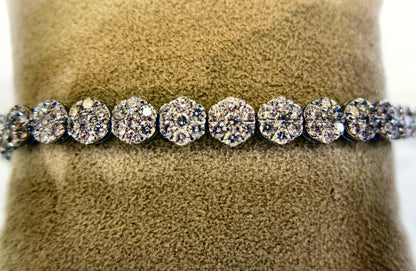 8.67 CT DIAMOND BRACELET ROUND CLUSTER BRACELET G SI1/2 CLARITY 18 K WHITE GOLD