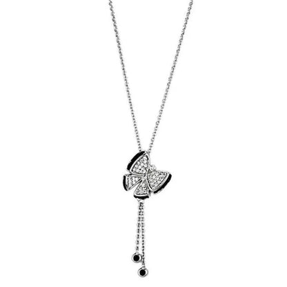 Alamode 3W441-16 16 In. Rhodium & Ruthenium Brass Necklace with AAA Grade CZ,