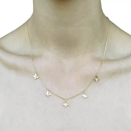 14K Gold Multi Butterfly Necklace, 16-18"