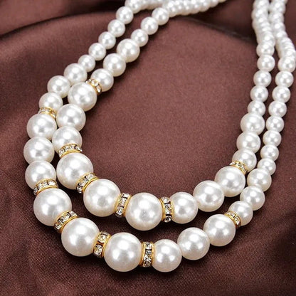 Fashion Double Layer Ladies Pearl Necklace Sister Companion Surprise Gift Ladies