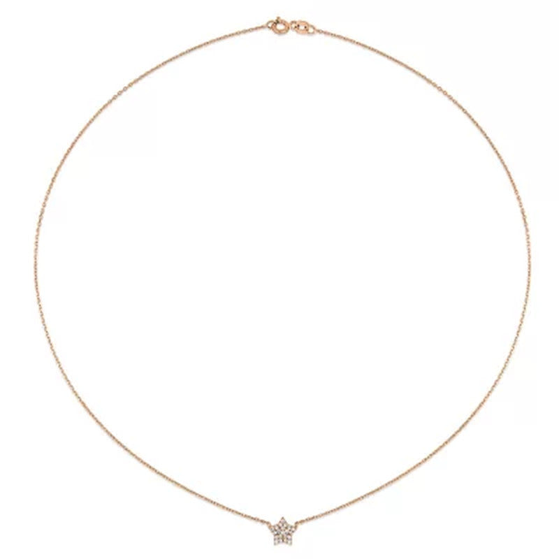 0.11 CT. T.W. Diamond Star Necklace in 18K Rose Gold