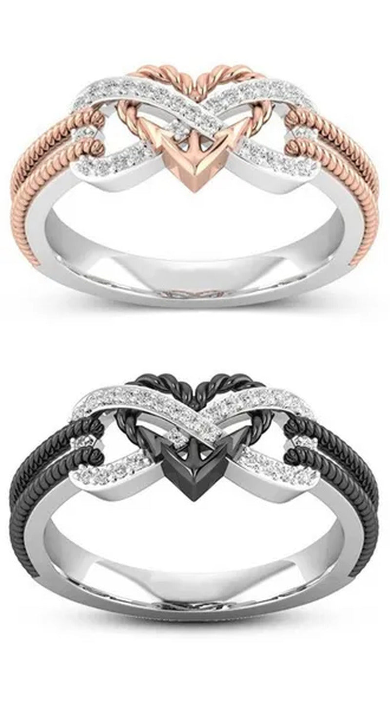 Black Rose Gold Heart Ring Ladies Ring Ladies Valentine'S Day Birthday Gift Jewe