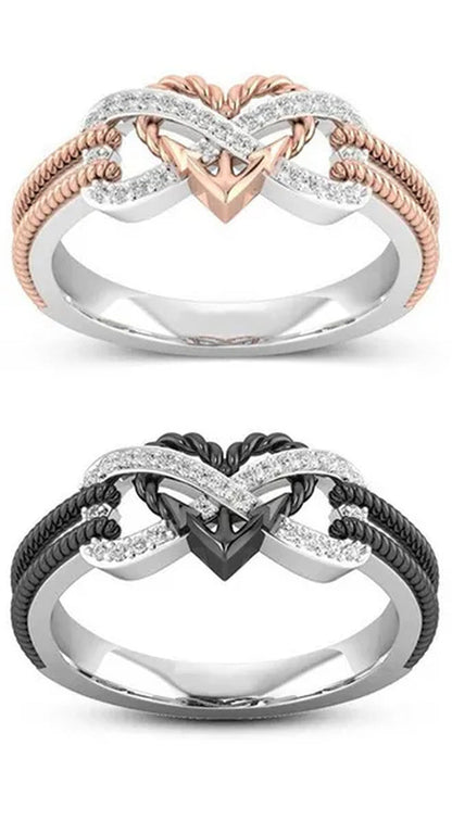 Black Rose Gold Heart Ring Ladies Ring Ladies Valentine'S Day Birthday Gift Jewe